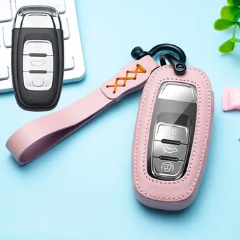 

New Leather Car Smart Key Cover Fob Case Shell For Audi A1 A3 A4 A5 A6 A7 A8 Quattro Q3 Q5 Q7 2009 2010 2011 2012 2013 2014 2015