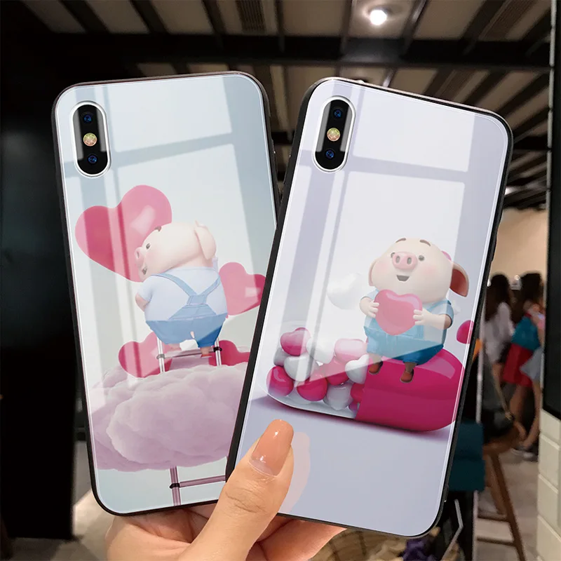 Чехол для iPhone 11 Pro Max 11 Pro i8 i8 Plus i7 i7 Plus i6 i6s Очаровательная Милая свинья из закаленного стекла Fpr huawei P30 P30 Pro