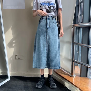 

ZOSOL 2020 New Style Denim Skirt A- Line Skirt Women's High-waisted Mid-length Retro Skirt