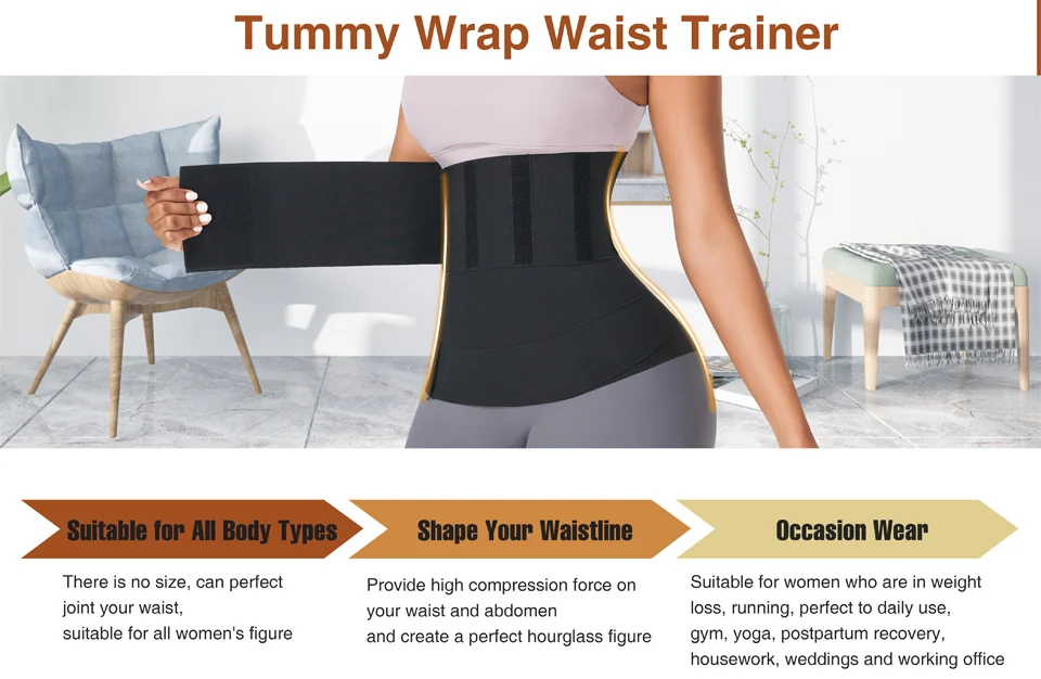 best shapewear for women Waist Trainer Snatch Bandage Tummy Wrap Trimmer Belt Slimming Body Shaper Plus Size Sweat  Belly Body Shaper Band Comparison plus size shapewear