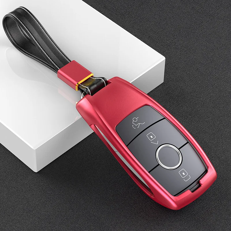 black-red Новые чехлы для автомобильных ключей из алюминиевого сплава для Mercedes Benz E Class W213 S класс брелок украшения авто аксессуары для интерьера - Название цвета: black-red