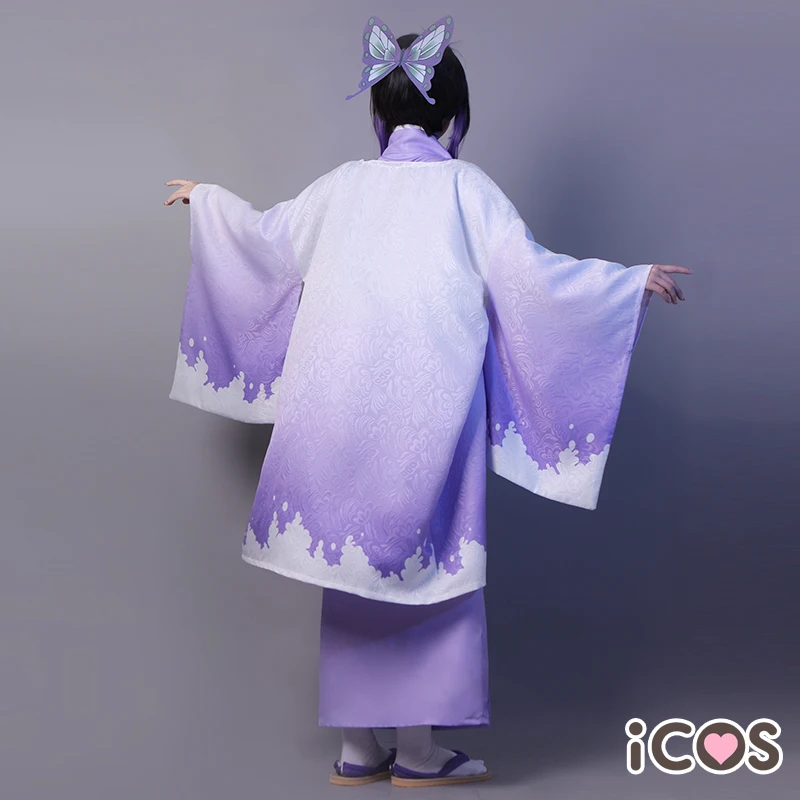 Демон убийца кочжу шинобу кимоно наслаждаясь луной фиолетовый хаори униформа косплей костюм
