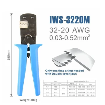 

IWS-3220 Crimping Plier IWISS hand Crimper Tools Suits Molex CLIK-Mate,Molex PicoBlade,JST SHD,JAM,TYCO D-100 etc 0.03-0.5mm²