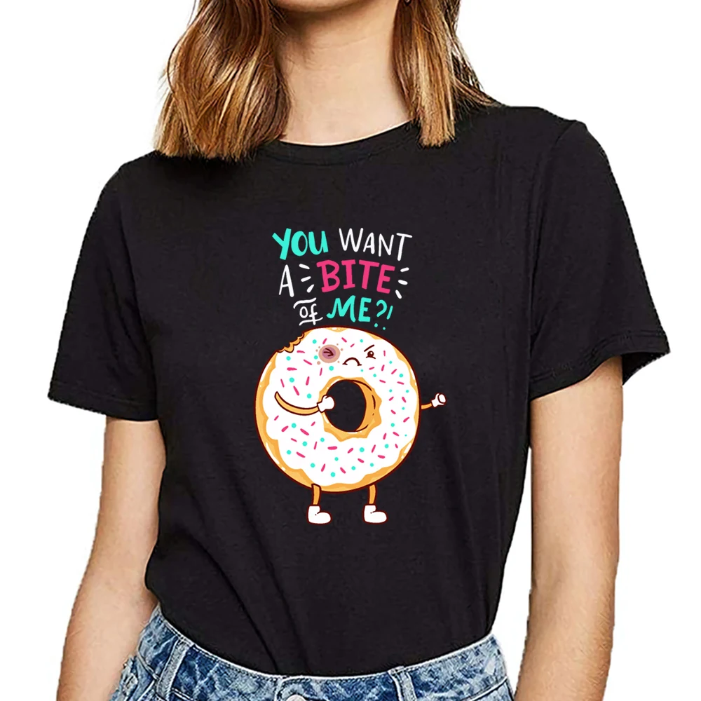 Топы Футболка Для женщин сопротивление пончик хочет бой хип хоп Винтаж Хлопковая