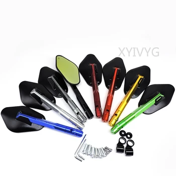 

Motorcycle Accessories CNC Rear View Mirrors Motor Universal Yellow Glass Blue Glass Colors Black Shell Red Handlebar