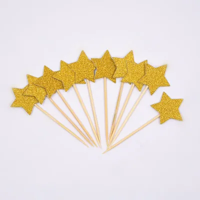 10pcsgoldstar Крылья ангела, топпер для торта, украшение для торта, ангел с днем рождения, товары для вечеринки, детский Свадебный Топпер для торта, украшение для детского душа - Цвет: 10pcsgoldstar