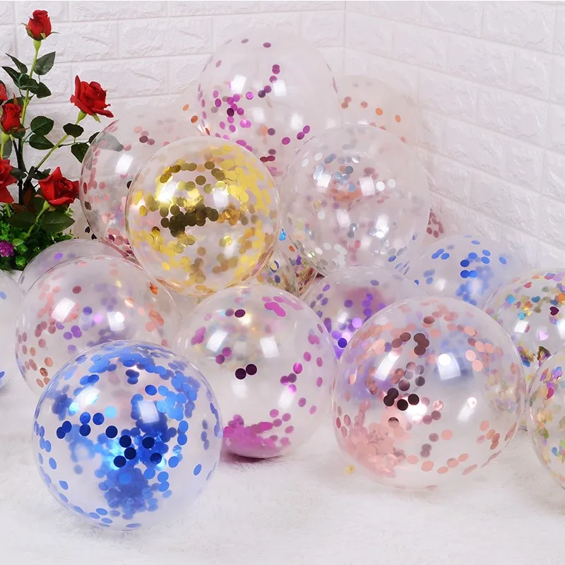 10 пьезы nuevo globo de lаtex confeti Rosa oro transparente lentejuelas para fiesta de cumpleagnos boda suministros juguetes par