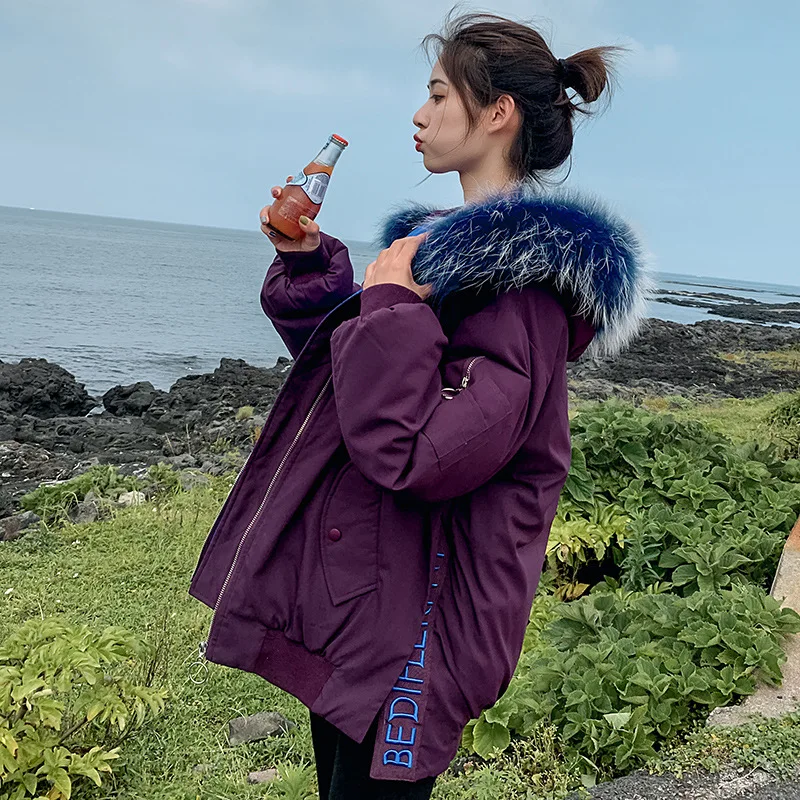 

2019 Winter New Style down Jacket Cotton-padded Clothes Fashion Loose And Plus-sized Slimming Short Students Woman Cotton Dress