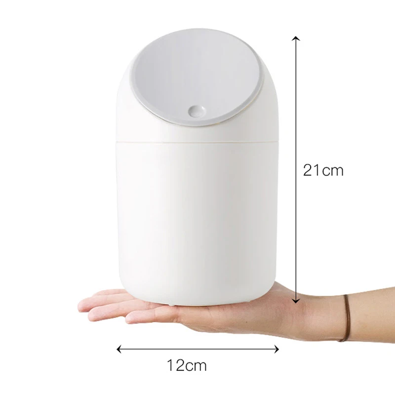 Mini Waste Bin Desktop Garbage Basket Table Home Trash Can Roll Press with Lid Creative Cute Desktop Trash Home Living Room-Pres
