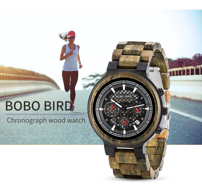 Зеленые часы с корпусом из сандалового дерева BOBOBIRD кварцевые наручные часы Хронограф Авто Дата часы relogio masculino лучший подарок V-S22