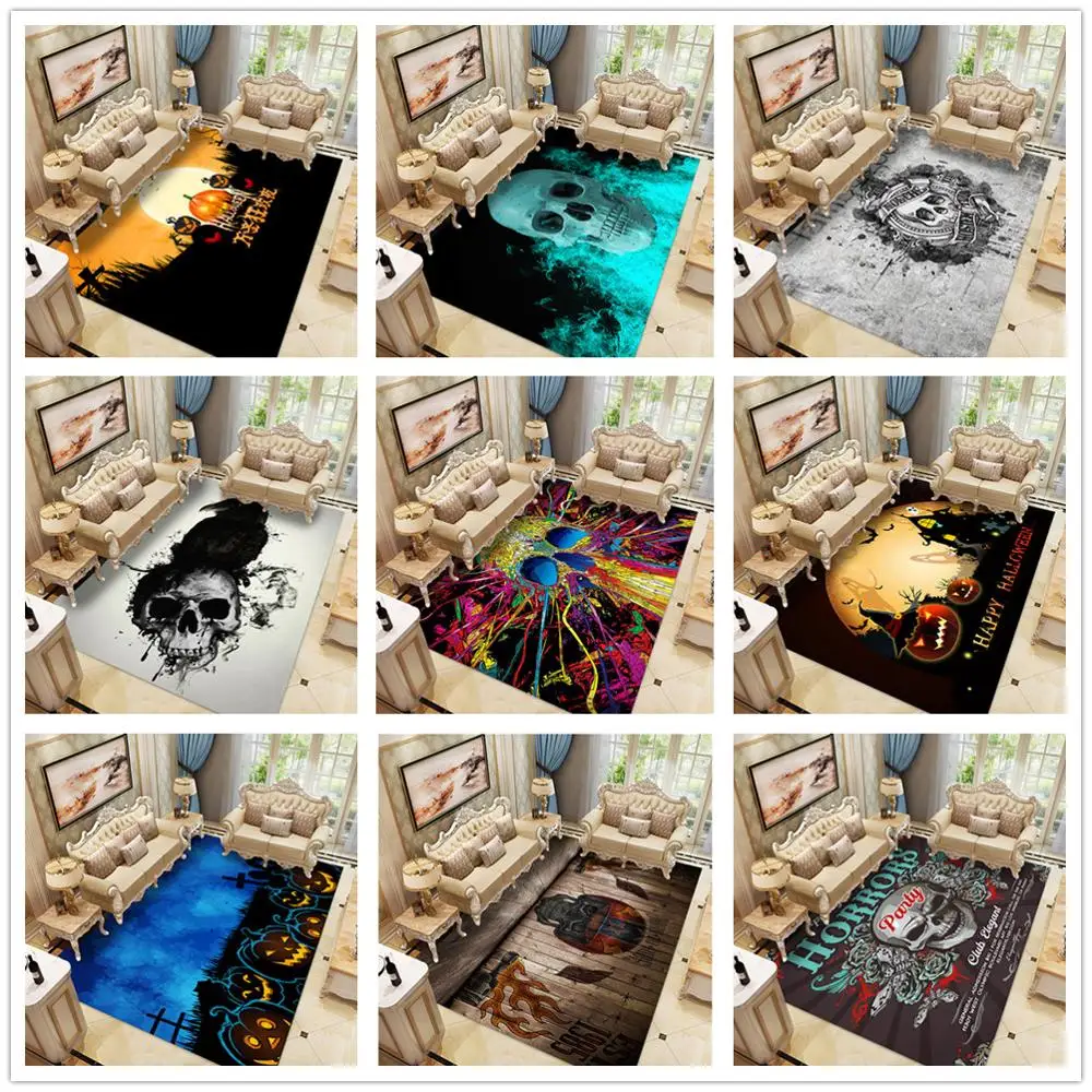 Новинка, вечерние коврики с 3D черепом для детской комнаты, мягкие фланелевые коврики для игр в детскую комнату, коврики для гостиной