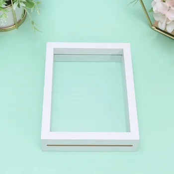 

DIY Stereoscopic Plant Specimen Frame Double Sided Glass Leaves Photo Frame Creative Table Decoration (White, 6 Inches)