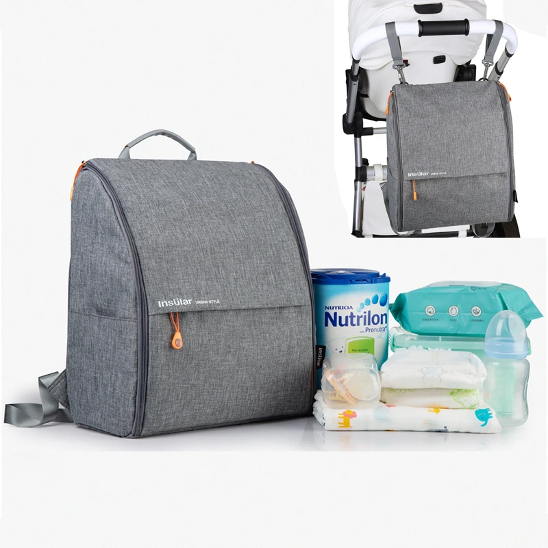 

INSULAR Fashion Simple Diaper Bag Backpack Nappy Mummy Bag Baby Bags for Mom Dad with Stroller Straps/Changing Pads/Wet bag