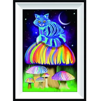 

Diamond Painting Cat and Mushroom Gift 5D Natural Scenery Embroidery Full Round Some AB Drill Mosaic Rhinestone Home Decoration