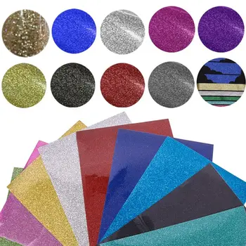 

DIY Glitter Heat Transfer Vinyl HTV Printing Sheet Permanent Adhesive T-Shirt Iron On Heat Press Film Art Craft 20x50cm