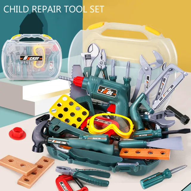 Children's Play House Simulation Maintenance Toolbox Set Simulation Screwdriver Disassembly and Assembly Electric Drill Suitcase 1