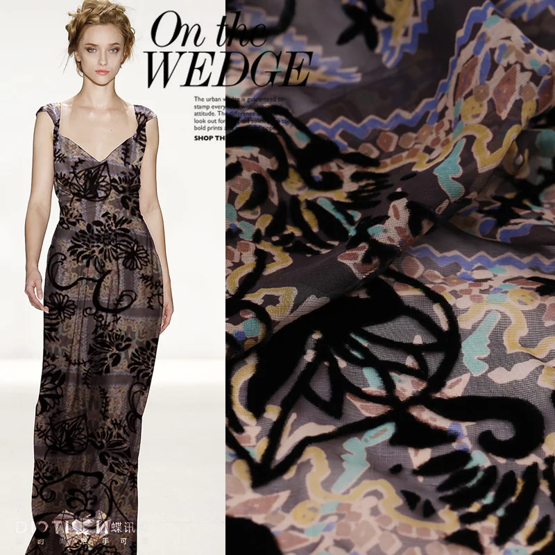 114 см Широкий шелковистый бархат метр 8 мм перспективный полый бум бархат платье из шелковой ткани вискозная ткань шелковая ткань