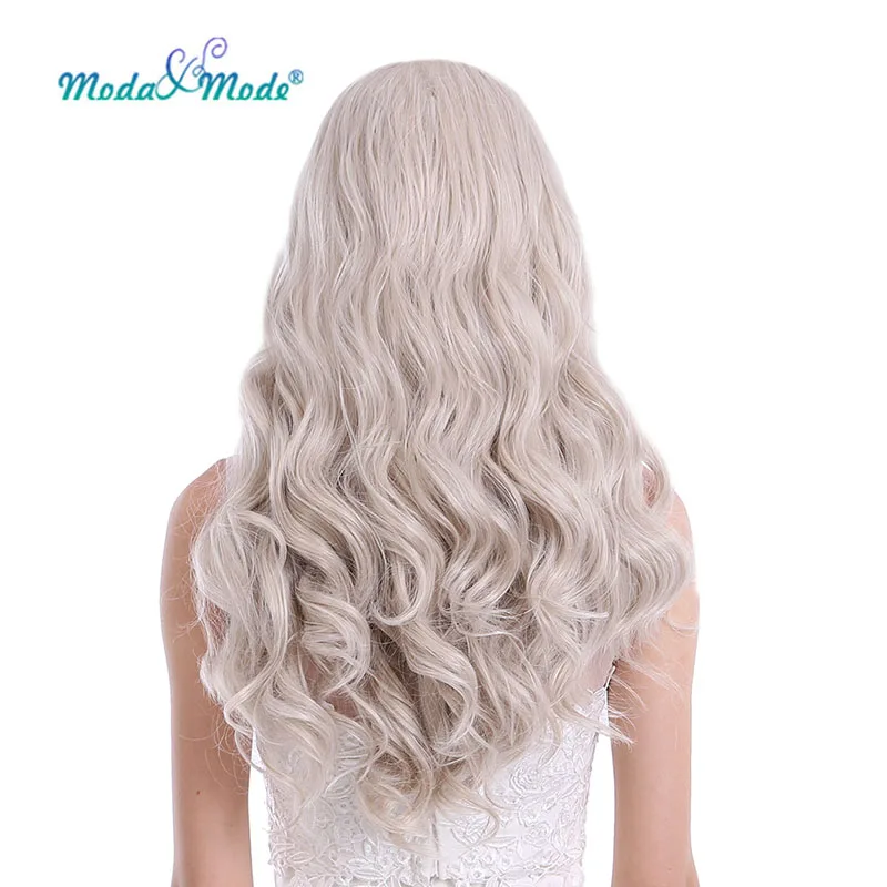 Moda& Mode hair28 ”смешанный белый длинный глубокий волнистый синтетический парик на кружеве блонд Повседневный парик для женщин натуральный волос термостойкий