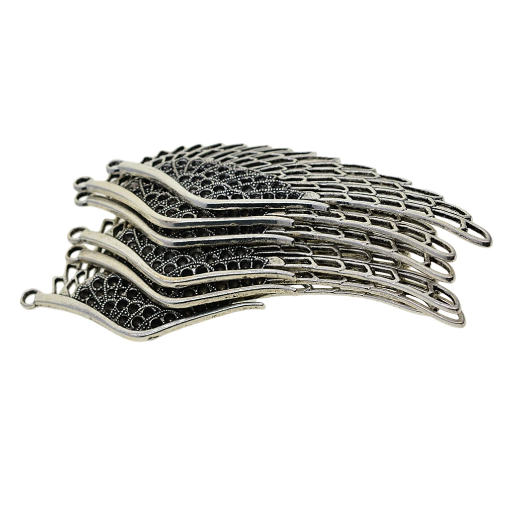 6pcs Large Wing Charms Bird Angel Wings Charm Antique Silver Charms 108x38mm
