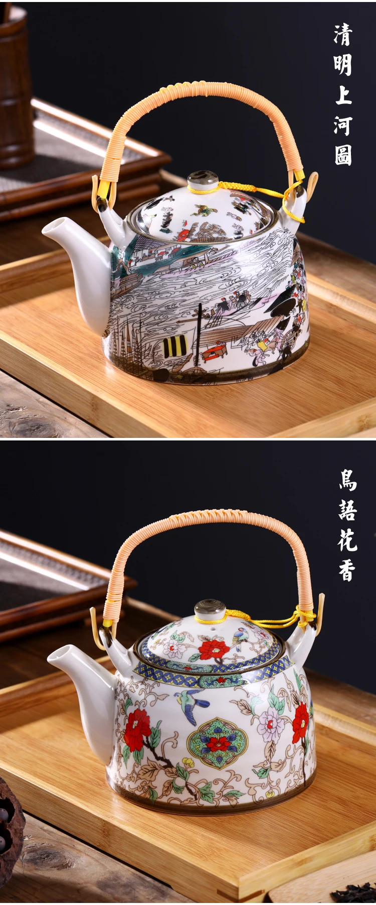 1000 мл керамический чайник контейнер для чая керамический горшок Кухонные деревянные чашки для чая керамический чайник высокотемпературный стойкий синий