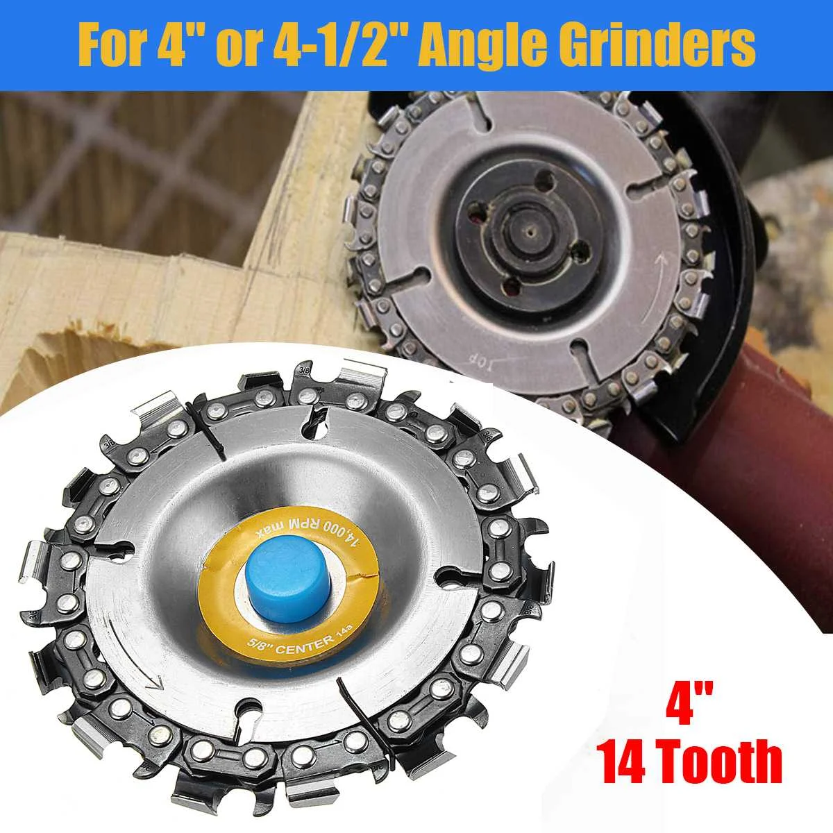 

Drillpro 4 Inch 14 Grinder Chain Disc 16mm Arbor Wood Carving Disc For 100/115 Angle Grinder