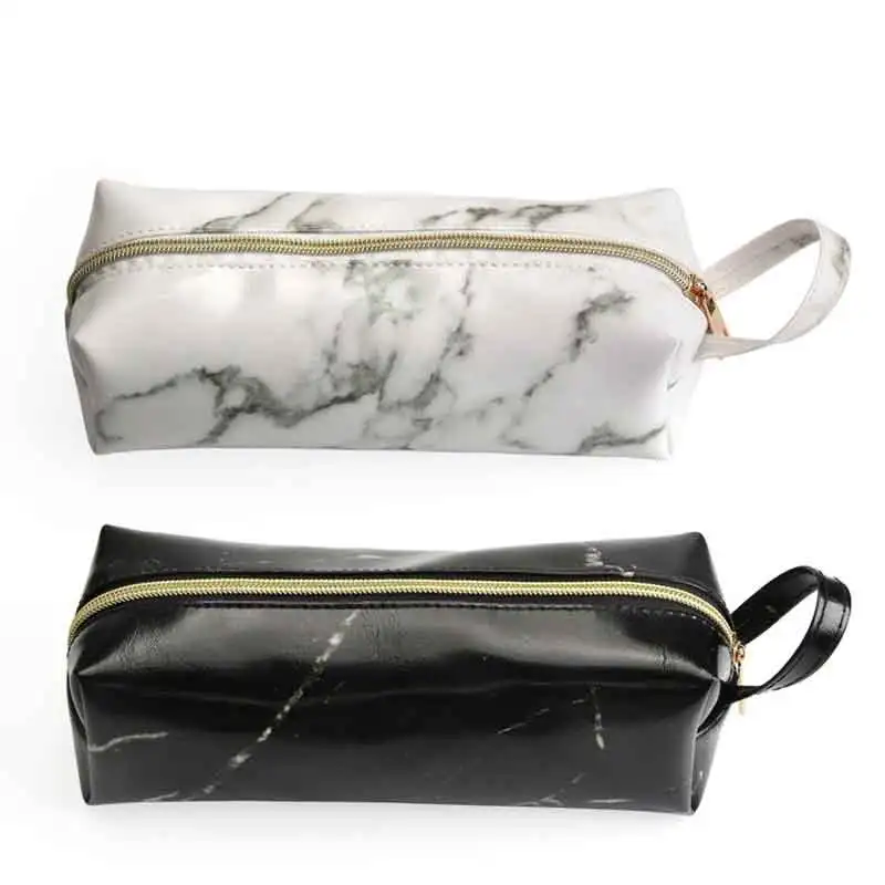 Кожаный чехол для карандашей Простой Мраморный пенал большой вместимости