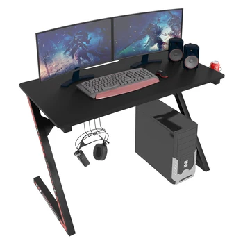 Mesa de juegos ergonómica para PC, escritorio grande con patas en forma de Z, Soporte para vasos y auriculares, muebles de estación de trabajo, 60x75x11, 5cm 2