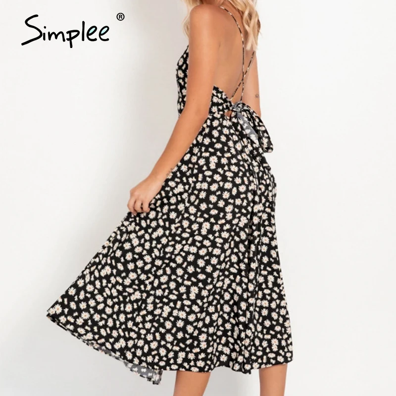 Simplee сексуальное женское платье без рукавов бохо цветочный принт летнее пляжное