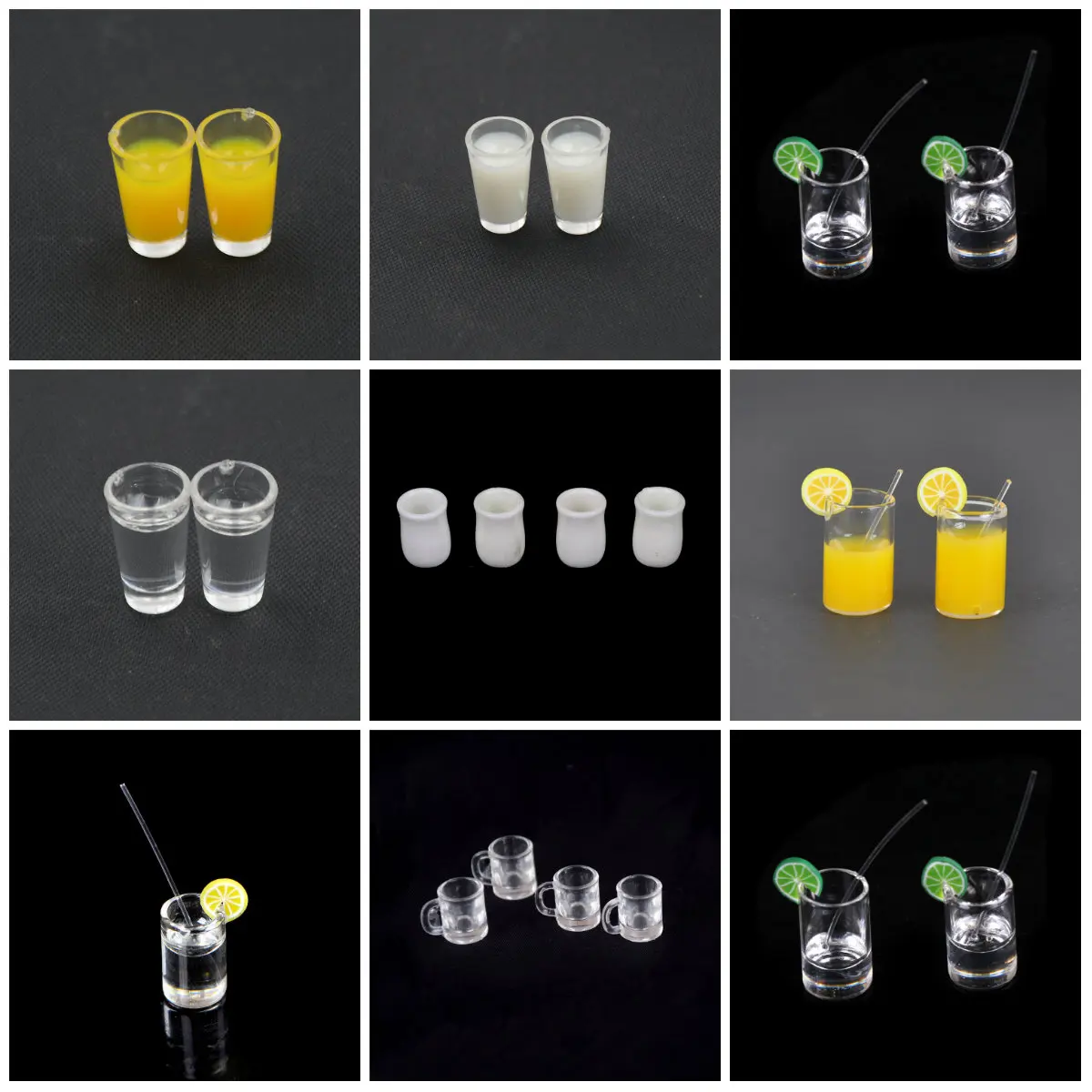 

1:12 Dollhouse Resin Mini Lemon Water Cup/Orange Juice/Coffee/Tea Drink Cup Miniature Dollhouse Accessories Cups Toy Gifts