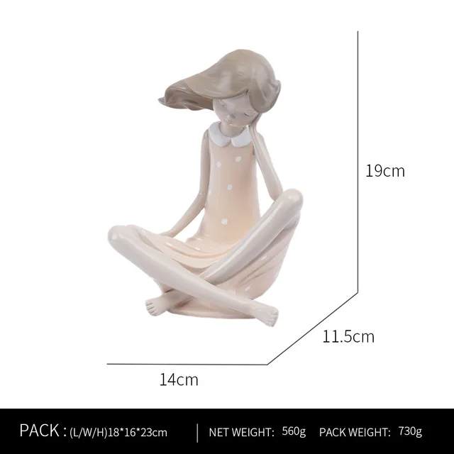 Ornaments For Home Cute Girl Rabbit Elephant Horse Statues Sculptures Figurines For Interior Room Decor Living Room Decoration little girl N