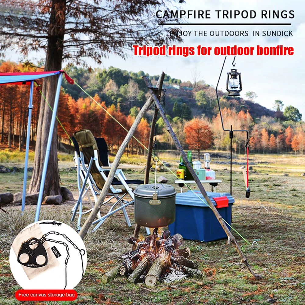 Portable Detachable Outdoor Barbecue Tripod Hanging Rack Stainless Steel Camping Campfire Grill Pot Triangle Hanger Stand Set barbecue grill