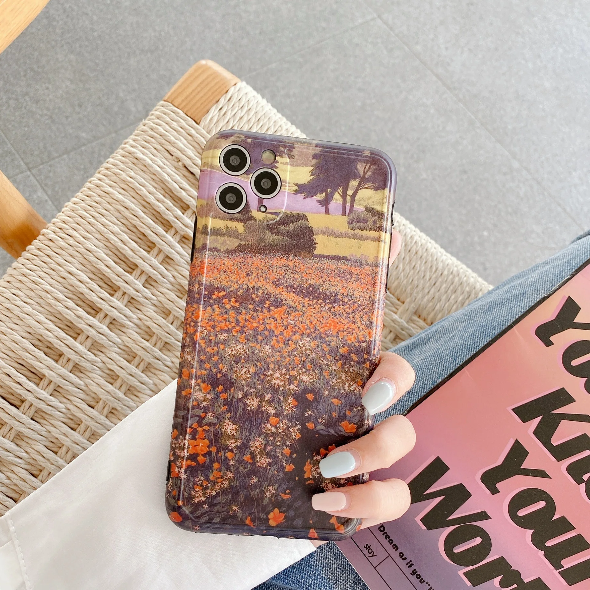 

Summer flower art colorful oil painting Phone Case for iPhone 11 Pro Max case Cute cover for iPhone XS XR X 7 8 Plus 7Plus Case