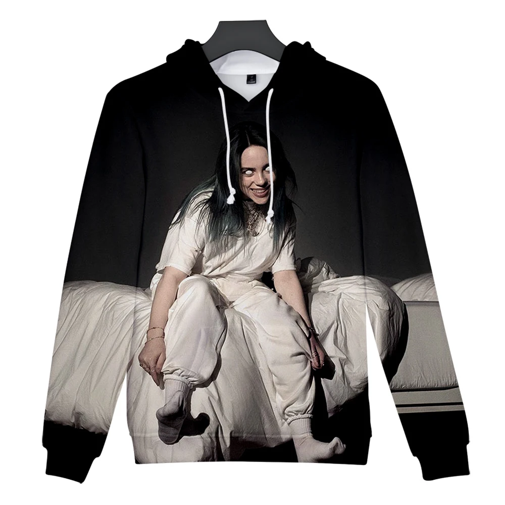 Американская певица Billie Eilish 3D Толстовка Повседневная Женская/Мужская Harajuku пуловер Толстовка Billie Eilish осень девушка 3D с капюшоном XXS-4XL