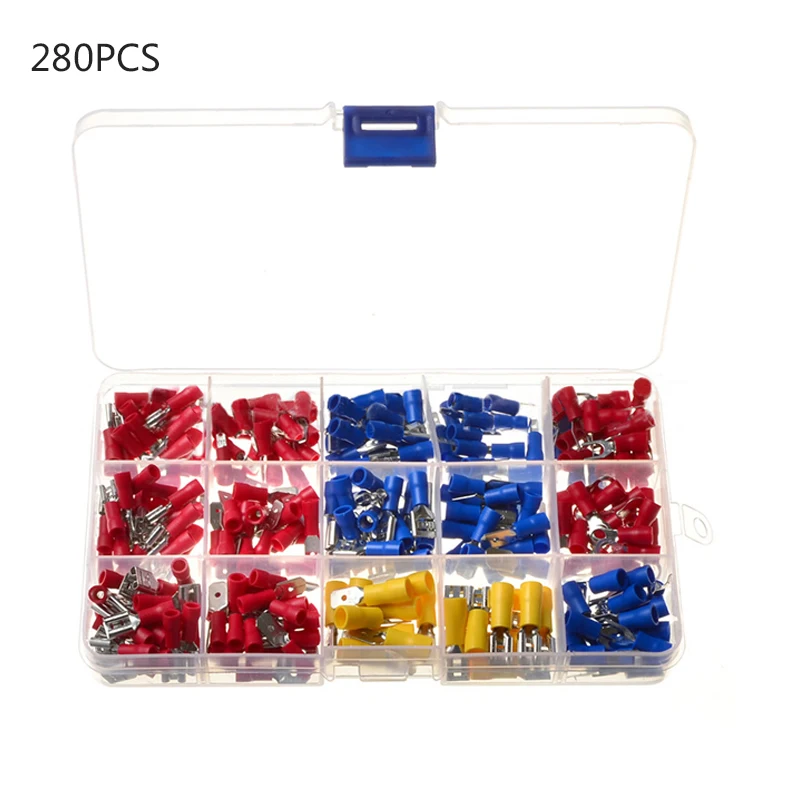 280/300/330PCS Insulated Cable Connector Electrical Wire Assorted Crimp Spade Butt Ring Fork Set Ring Lugs Rolled Terminals Kit
