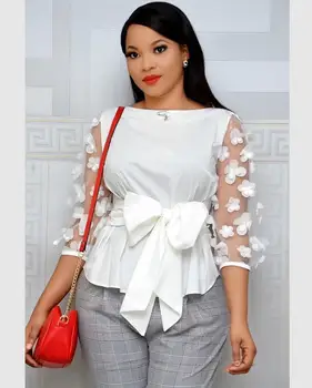 

African Design Tops Mesh Bow Dashiki Dress Pleated Hijab Elegant Muslim Bazin Maxi Robe Gowns Broder Riche Sexy Evening Party