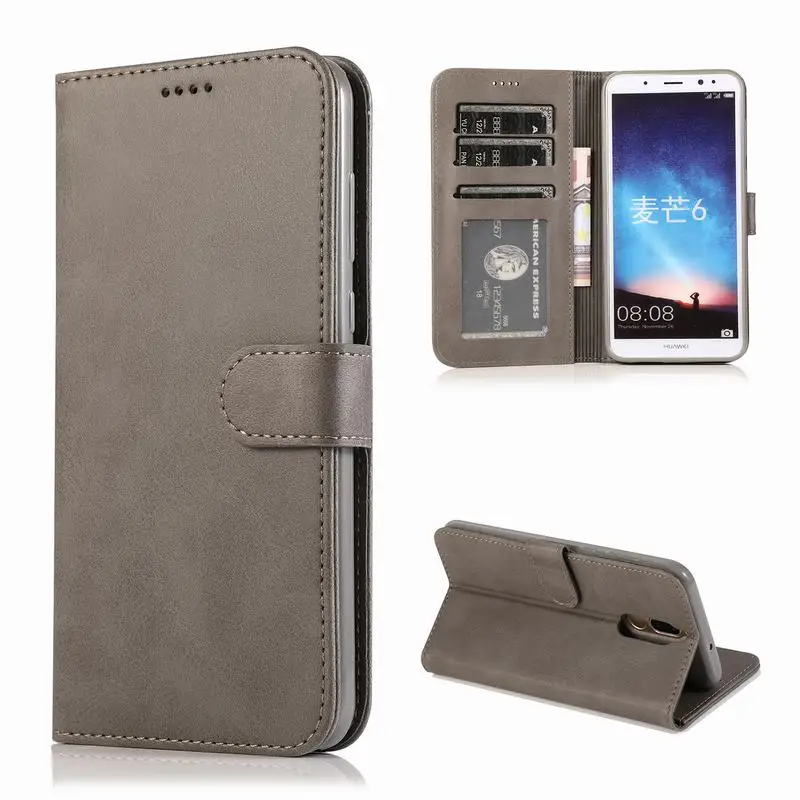 Grey Case Чехол для huawei mate 10 Lite, чехол для телефона, Роскошный кошелек, кожаный флип-чехол, чехол Huawie mate 10 mate 10 Lite, корпус для мобильного телефона - Цвет: Grey Case