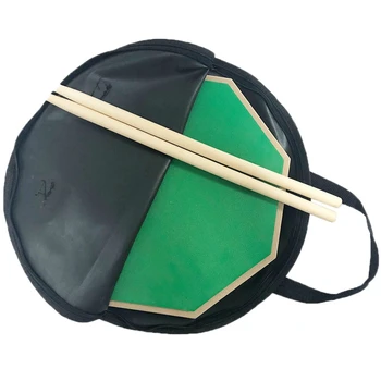 

HOT-Portable Rubber Wooden Dumb Drum Practice Training Drum Pad Set with Drum Sticks for Percussion Instruments Parts