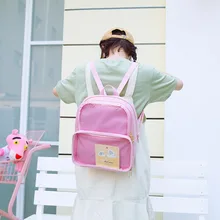 2019New Двойной плечевой симпатичная детская одежда в Корейском стиле, модный рюкзак Прозрачный Простой желе ITA сумка JK Косплэй книжная сумка