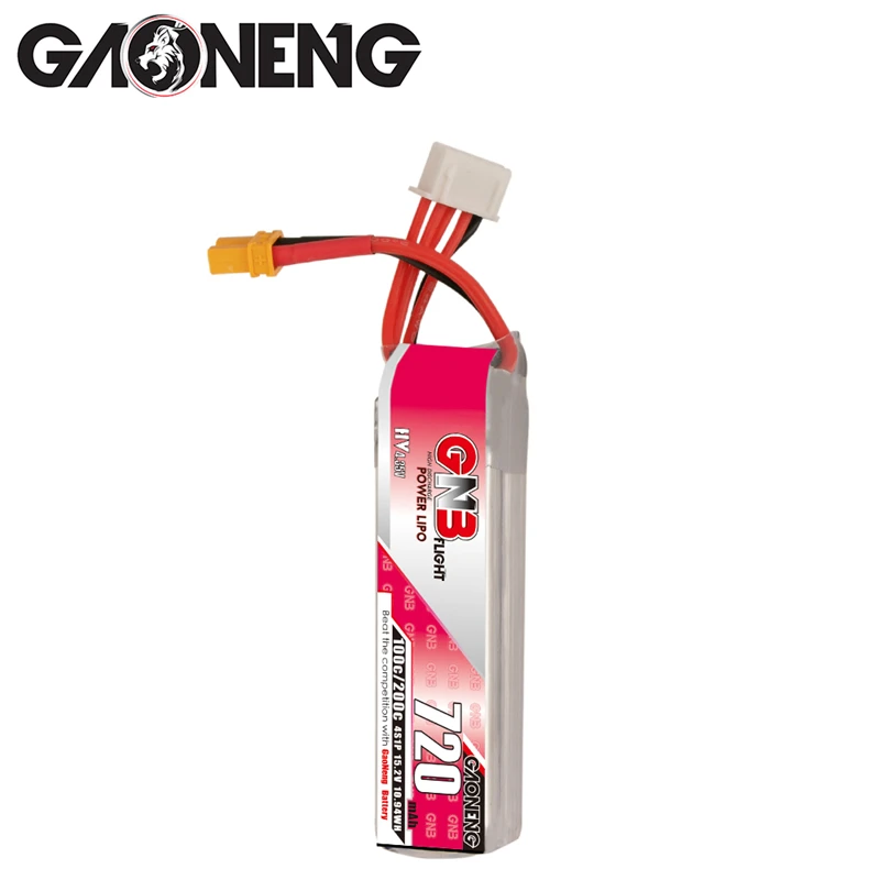 GNB 720mAh 4S 100C 15.2V HV XT30 Plug Lipo Battery Connector for RC FPV Racing Drone Tinywhoop Frame Kit Tinywhoop Spare Parts replacement lithium battery