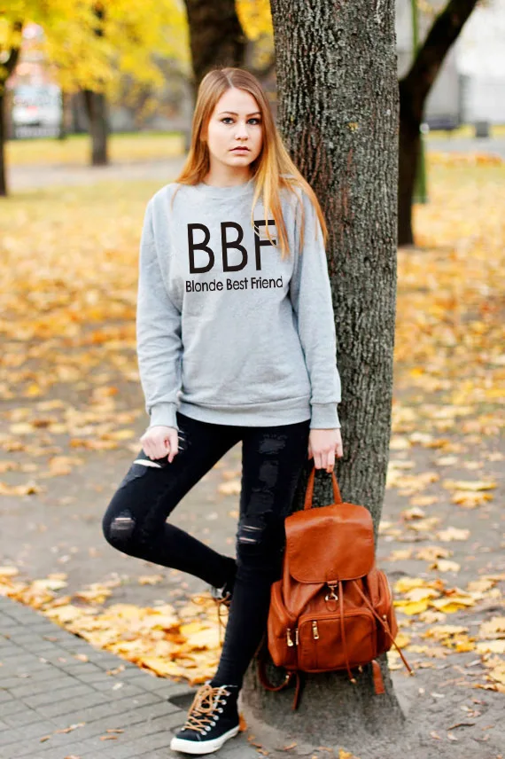 AliExpress корейская мода для похудения BBF лучший друг цифровая печать панк Свободная Толстовка