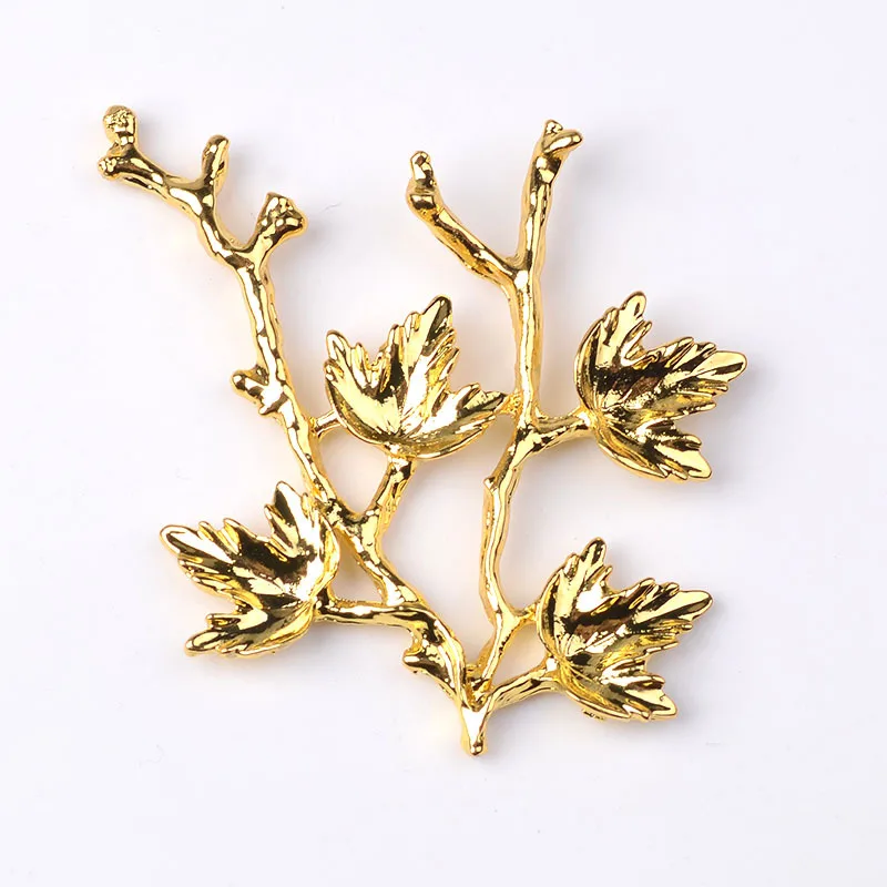 10PCS 48*51mm Metal Alloy 18K Gold Silver Branches Leaf Connectors Charm DIY Jewelry Findings - Цвет: 18K Gold