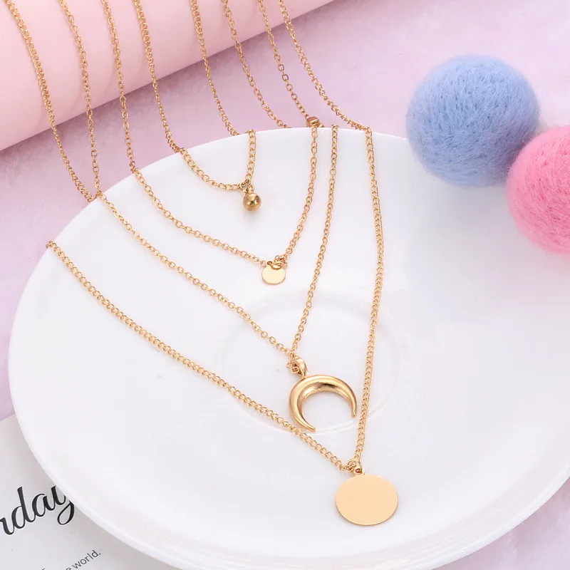 Moon Horns Boho многослойное ожерелье-чокер для женщин Шарм этнический стиль эффектное ожерелье s подвески в ювелирном изделии Bijoux Femme