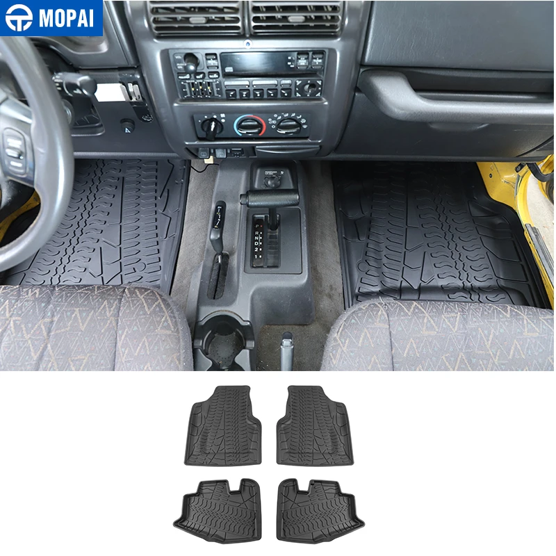 MOPAI Floor Mats for Jeep Wrangler TJ 1997-2006 TPE Car Foot Mats Cargo Liner Pad for Jeep Wrangler TJ 1997+ Accessories