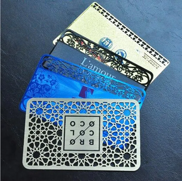 

(100pcs/lot)Quality Guranteed Hollow out Metal Business Card with Free Sample