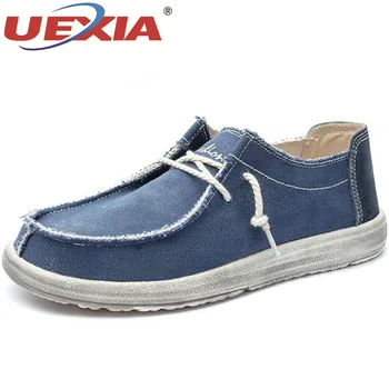 

UEXIA 2019 New Summer Canvas Men's Shoes Breathable Casual Driving Easy to Wear Men Flats Breathable Soft Loafers Big Size 39-48