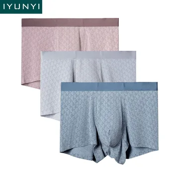 

IYUNYI 3pcs/lot High Quality Men Underwear Boxer Shorts Fashion Jacquard Soft Breathable Modal Underpants Bikini Male Panties