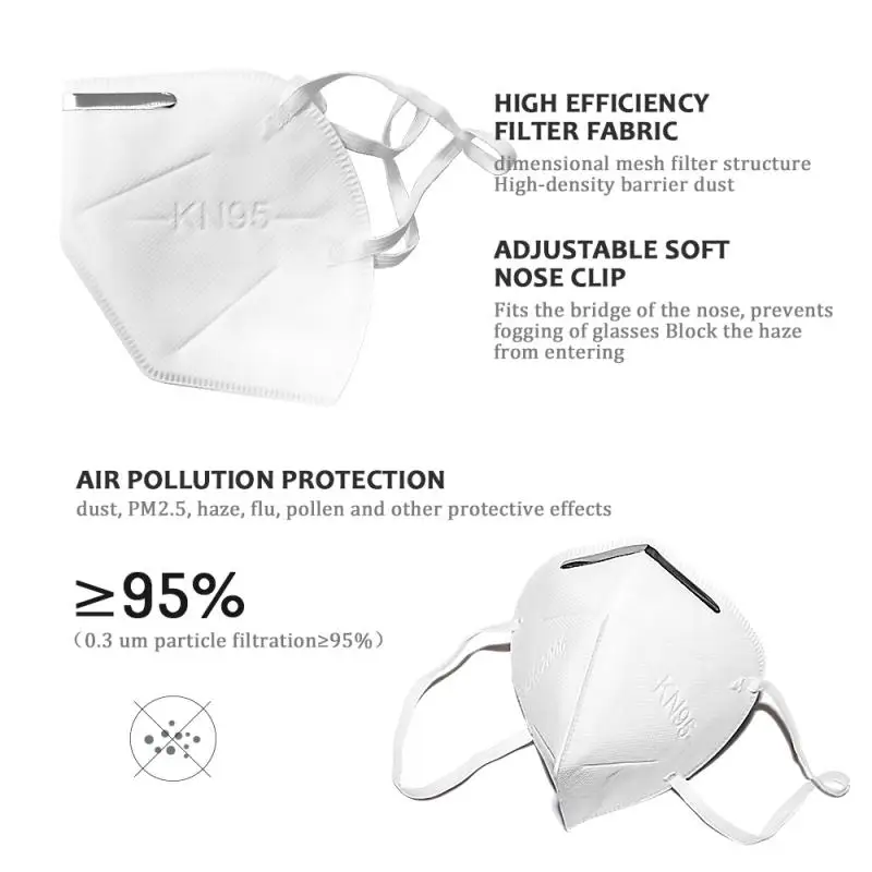 

5 Layer KN95 Mask Equivalent To FFP2 Mask Protection N95 Mask Metal Nose Masks Anti-fog Dust-proof Haze-proof Anti-fog Mask