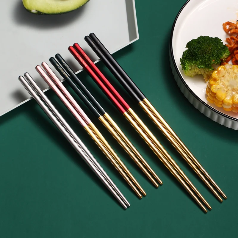 Vandhome 5 Pairs Colorful Chopsticks Set 304 Stainless Steel Chopsticks