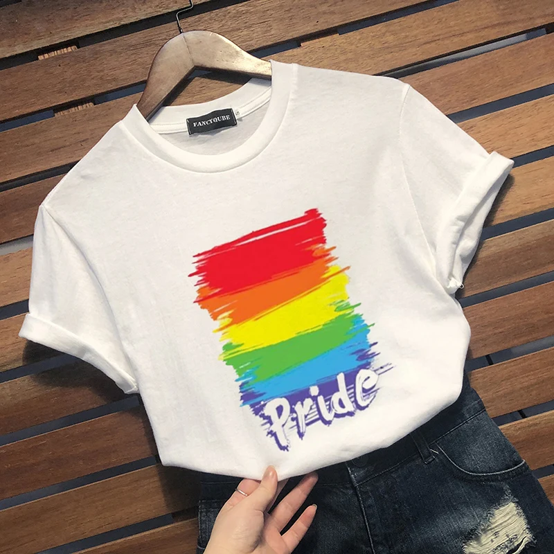 LGBT Lesbian Pride Letter Print Tshirt Love Who You Want Love is Love T-Shirt Month S-2XL camiseta mujer