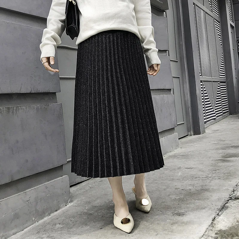 High Waist Pleated Skirt Maternity Clothes For Pregnant Women Autumn Winter Skirt Bottoming Abdominal Skirts Pregnancy Clothing
